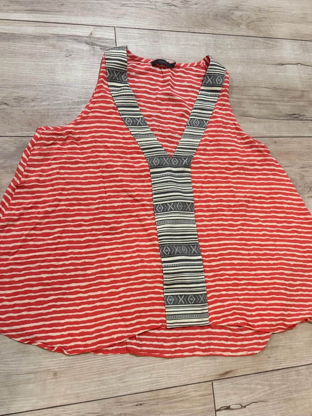 THML Orange Stripe Tribal V-Neck‎ Sleeveless Top Size M Stitch Fix A-Line Tank